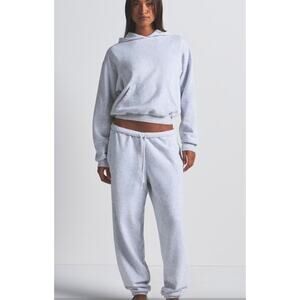 Skims Cotton Fleece Hoodie Jogger Set, Gray Large